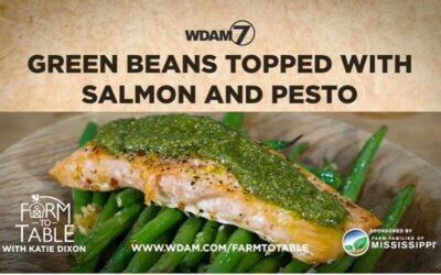 Katie Dixon’s Green Beans Topped with Salmon and Pesto Recipe